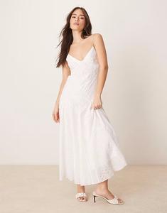 Платье макси на бретелях с микродекором белого цвета Asos Design