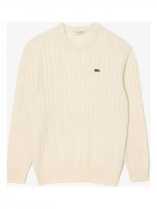 Шерстяной свитер кремового цвета Lacoste