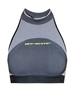 Короткий топ с открытыми плечами Off White, серый