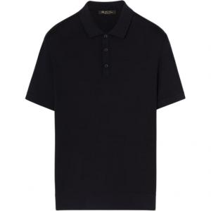 Loro Piana Мужская поло черного цвета с воротником-поло, умеренно прямой крой