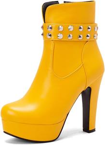 Ботильоны на платформе Scaoruki с высокой массивной подошвой для женщин, шнуровка, молния, 2148 Yellow