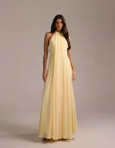 Желтое платье макси с греческой драпировкой и бретельками ASOS DESIGN Bridesmaids