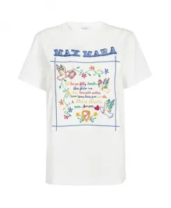 Вышитая хлопковая футболка Max Mara, белый