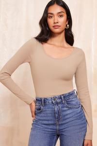 Топ с длинными рукавами и круглым вырезом Friends Like These, коричневый