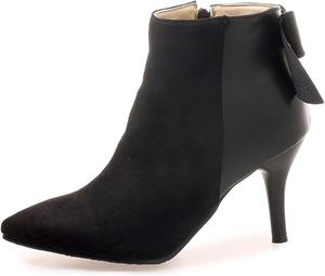 Женские ботильоны VOKLIN с острым носком, на высоком каблуке, с модным бантом и молнией, элегантные короткие сапожки, Black-Velvet Lined