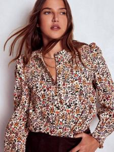 Блузка с длинными рукавами и круглым вырезом в цветочном принте Boden