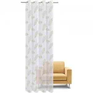 Герстерская штора «Хелен», (1 шт.), штора-люверсы с вышивкой листьев Gerster, цвет mint