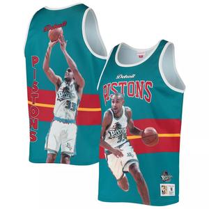 Мужская майка Mitchell & Ness Grant Hill темно-бирюзовая Detroit Pistons Classics Player безрукавка из твердой древесины