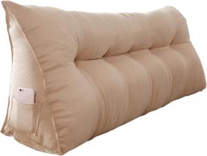 Generic Подушка-уплотнитель для изголовья кровати, треугольный валик, эргономичный дизайн с креплениями, цвет бежевый Beige