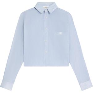 Полосатая укороченная рубашка с длинными рукавами CELINE, синий