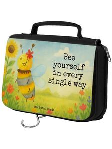 Mr. & Mrs. Panda Косметичка с изображением пчелы и цветка и надписью белого цвета