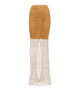Юбка макси из сетки, украшенная кристаллами Costarellos, золотой