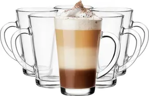 Стаканы Glasmark Krosno для латте макиато, стаканы для капучино (набор из 6 шт.) с ручками, десертные стаканы, кофейные стаканы, стаканы для глинтвейна, чашки для глинтвейна, стаканы для грога (6 x 300 мл) Glasmark KROSNO 1992
