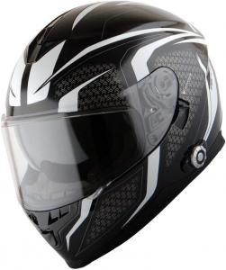 Шлем мотоциклетный Martian Bluetooth с двумя козырьками, синий / белый / черный