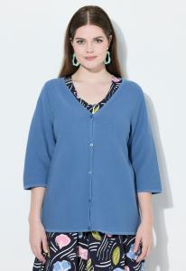 Кардиган Ulla Popken 3/4 SLEEVE V-NECK, Cornflower Blue/Blue