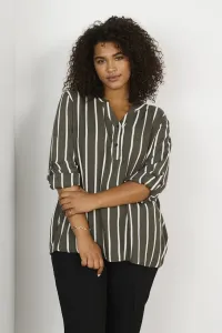 Блузка kcsida Kaffe Curve, Grape Leaf/Chalk Stripe