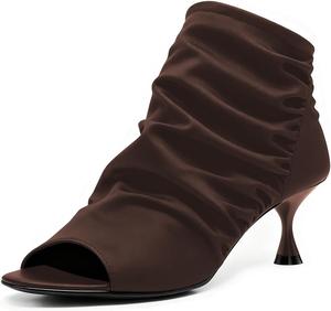 Женские ботильоны YDN с открытым носком, на низком каблуке-кубике, с задней молнией, стильные короткие ботинки для вечеринок и повседневной носки, на осень и зиму, размеры 4-16 US, Brown