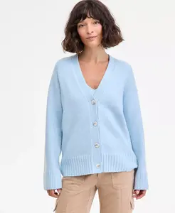 Женский кардиган с седловидными рукавами и V-образным вырезом On 34Th, синий