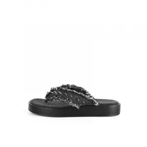 INJOYLIFE Сланцы женские джинсовые черные нескользящие износостойкие, цвет Denim Black