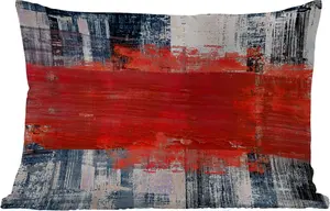 Подушка для улицы - Картина - Абстракция - Красный - Масло - 50x30 см - Устойчива к атмосферным воздействиям - Подушка для отдыха - Подушка для дивана - Украшение для гостиной MuchoWow