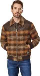 Мужская куртка-бомбер Levi's Men's Mixed Media Western Plaid, Brown Ombre