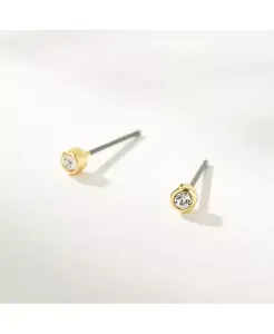 Простые серьги-гвоздики с кубическим цирконием, покрытым 14-каратным золотом Uncommon James, gold