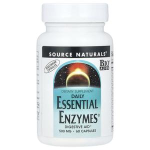 Source Naturals, Daily Essential Enzymes, 500 мг, 60 вегетарианских капсул