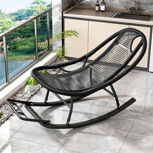 Fantasy Кресло-качалка из ротанга для дома, черное, 140x68x78 см, плетение из pe-веревки