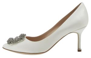 MANOLO BLAHNIK Тонкие туфли на шпильке 7 см женские белые