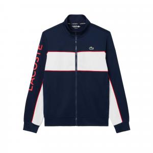 Теннисные топы для мужчин с воротником стойкой умеренной посадки LACOSTE, 5gc/marine синий/белый/красный