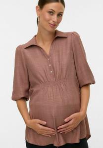 Блуза MAMALICIOUS NORMAL GESCHNITTEN V-AUSSCHNITT , Carob Brown/Brown