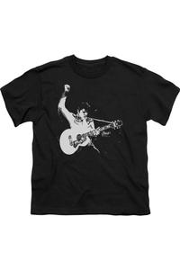 Футболка с коротким рукавом для детей Elvis Presley Black And White Guitarman Gildan