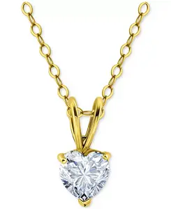 Ожерелье с подвеской в форме сердца из кубического циркония, позолоченное 18-каратным серебром (также из стерлингового серебра), длина 16 дюймов + удлинитель 2 дюйма, эксклюзивно в Macy's Giani Bernini, gold