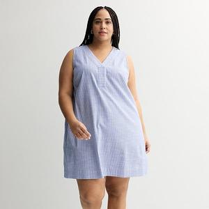 Повседневное платье-трапеция Plus size Sonoma Goods For Life, Blue Small Stripe