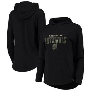 Женская ровная одежда, черный пуловер с капюшоном Washington Nationals Vivid Scuba Neck