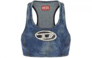 Топ укороченный с овальным логотипом DIESEL, синий