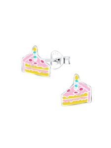 Alexander York Серьги-гвоздики в форме торта из серебра 925 пробы, комплект из 2 штук