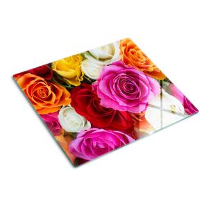 Стеклянная тарелка 60x52 см, разноцветные розы TULUP, мультиколор