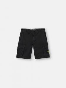 Бермуды облегающего кроя с карманами на молнии Stone Island L100011 BRUSHED ORGANIC COTTON CANVAS 'OLD' EFFECT, черный