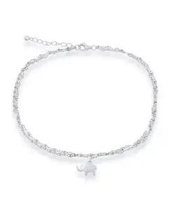 Двойная серебряная зеркальная цепочка с браслетом на лодыжку в форме слона Simona, silver