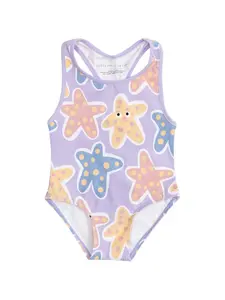 Купальник с принтом морских звезд Stella Mccartney Kids, фиолетовый