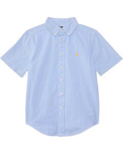 Рубашка Polo Ralph Lauren Kids Striped Seersucker Short-Sleeve Shirt, цвет 2604A Blue/White
