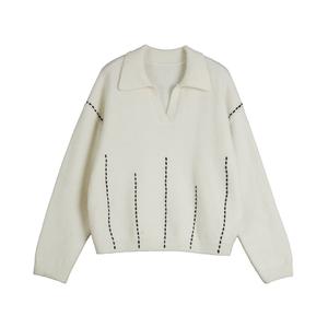 ELLE Трикотажный кардиган Women's Ecru Lapel Moderate
