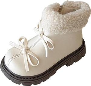 Детские ботинки IWIHMIV для девочек с короткой голенью, удобные детские ботиночки для малышей, повседневные, с нескользящей подошвой, теплые для верховой езды, с боковой молнией, White