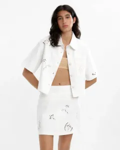Женская блузка 100% хлопок с коротким рукавом и перфорированной вышивкой Parfois, белый