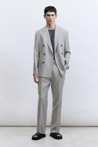 Брюки из смеси шерсти, стандартного кроя H&M, серый