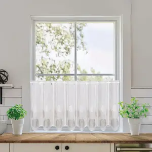 Жерстер гардина Элена с люверсами 1 шт. самостоятельная вышивка Бистро Элена с кругами Gerster, серо-коричневый/белый