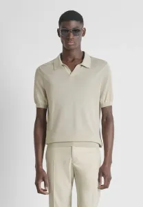 Свитер без пуговиц, короткие рукава, мягкая тонкая рубашка поло Antony Morato, Beige