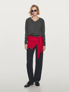 Вязаный свитер из 100% кашемира с V-образным вырезом Massimo Dutti, Medium Grey