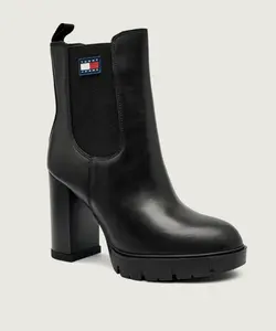 Кожаные ботильоны на блочном каблуке Tommy Jeans, черный